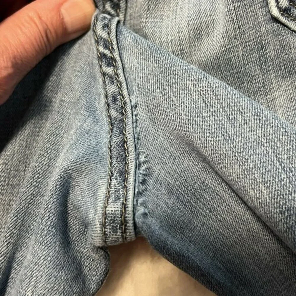 Banana Republic Mens Slim Fit Mid Rise Stretch Blue Jeans Distressed Sz 34 x 34